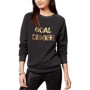 Bow & Drape Womens Sequined‎ Pullover Goal Digger Sweatshirt Small NWT